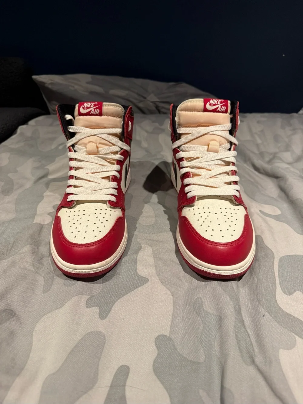 Jordan Air Retro High Top Sneakers in Red, White & Black
